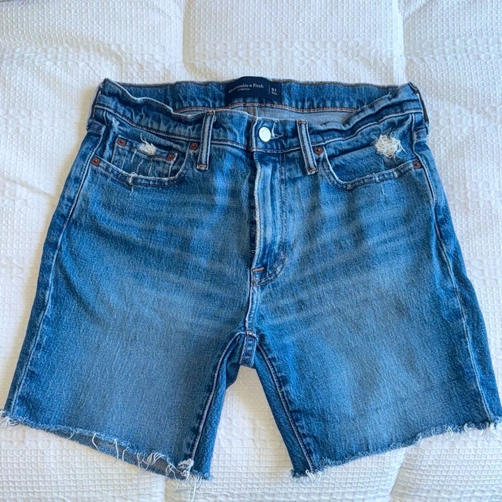 Abercrombie & Fitch Blue Jean Shorts Raw Frayed Hem